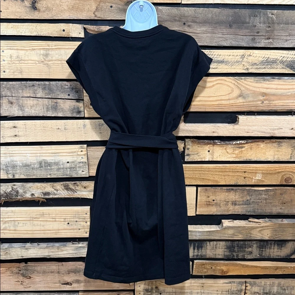 Vince Black Tie Waist Short Sleeve Cotton‎ T-Shirt Dress Size Large - Picture 6 of 9